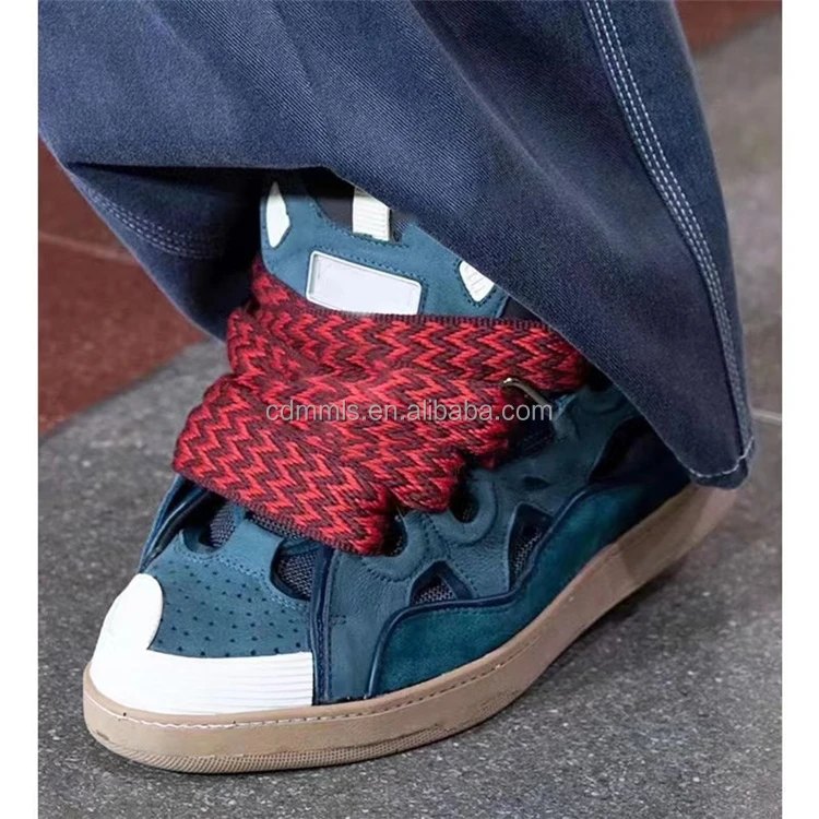 Women's low heel sneakers personalized color contrast casual fashion shoes lace up flat bottom custom large women's shoes