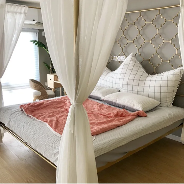 メタルベッドフレーム クイーンサイズ 四柱式キャノピーベッド ヘッド