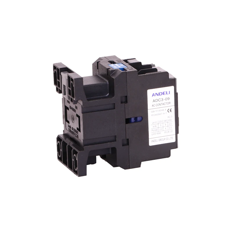 ANDELI Contactor ADC3-09 9A 220V/380V Single Phase Contactor  Double Auxiliary Contact