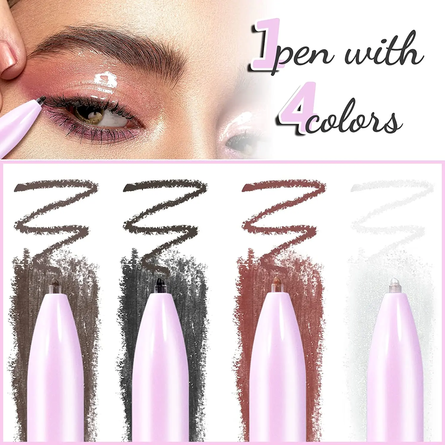 Create Your Own logo 4 in 1 Makeup Pen Creamy Highlighter Eyeliner Eyebrow Lipliner Private Label Makeup Eyeliner Private Label