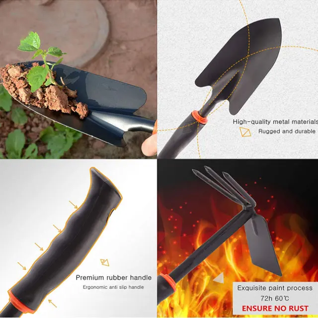 Стальные грабли с нескользящей ручкой, инструменты для садовой лопаты для кемпинга на открытом воздухе