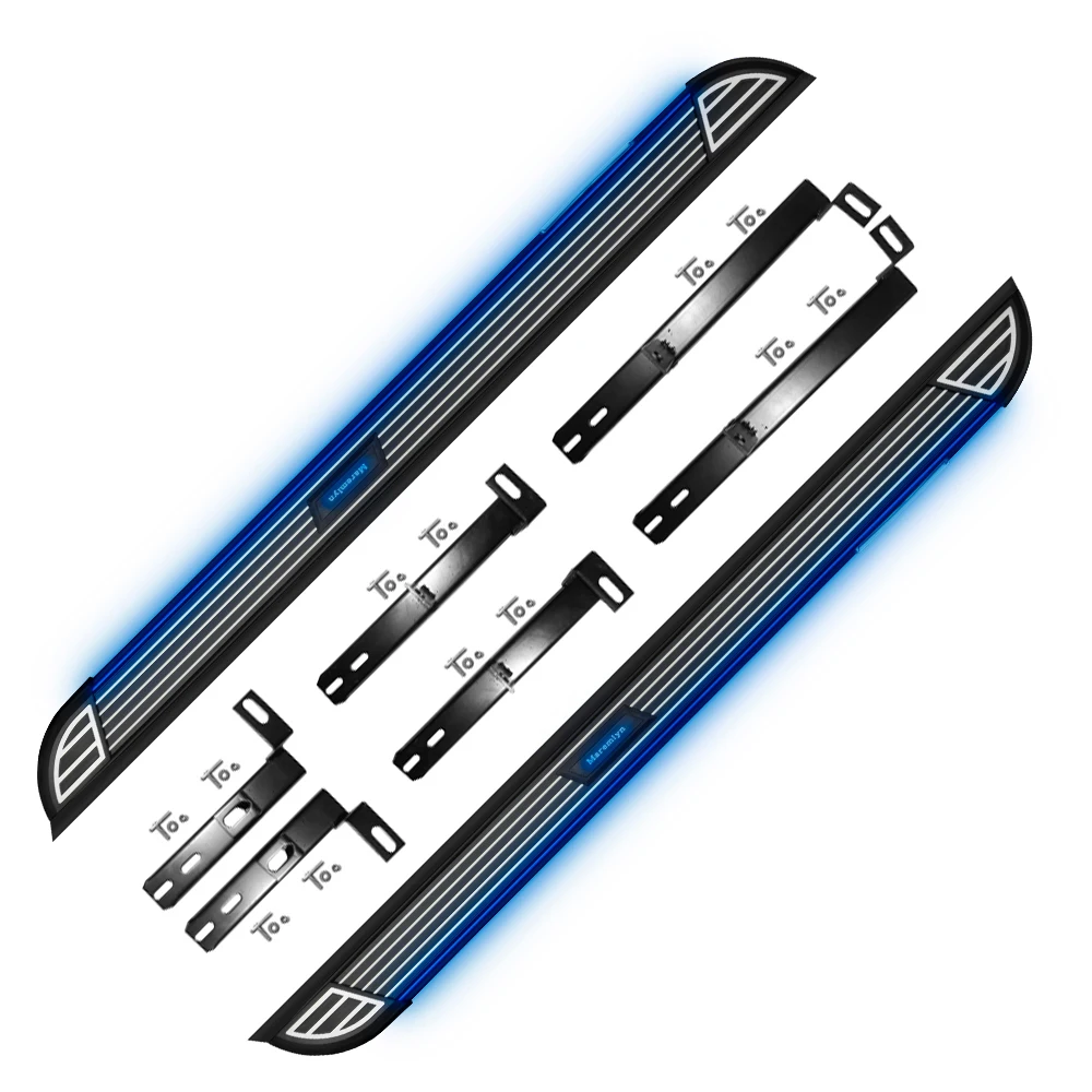 Maremlyn Customized LOGO Car Exterior Accessories Side Step for Car Wireless Solar Energy Running Board With LED Light