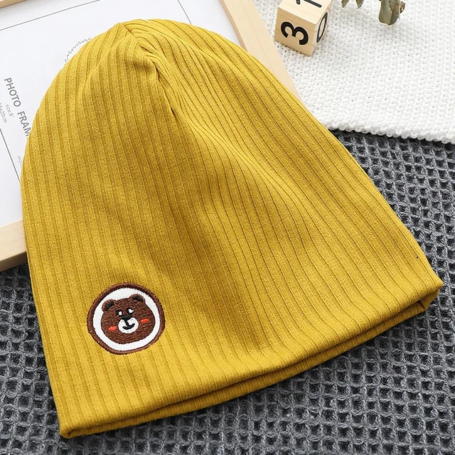 Оптовая продажа Лидер продаж в наличии высококачественные Популярные Простые Красочные Детские шапки с вышивкой медведя детские хлопковая