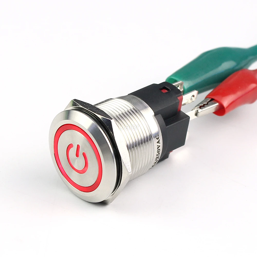22MM Push Button Switch ON-OFF 6PIN High Current IP67 Waterproof