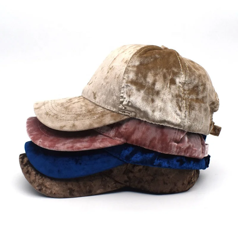 Velvet Baseball Cap 5 Panel Structured a Frame Style Sport Hat