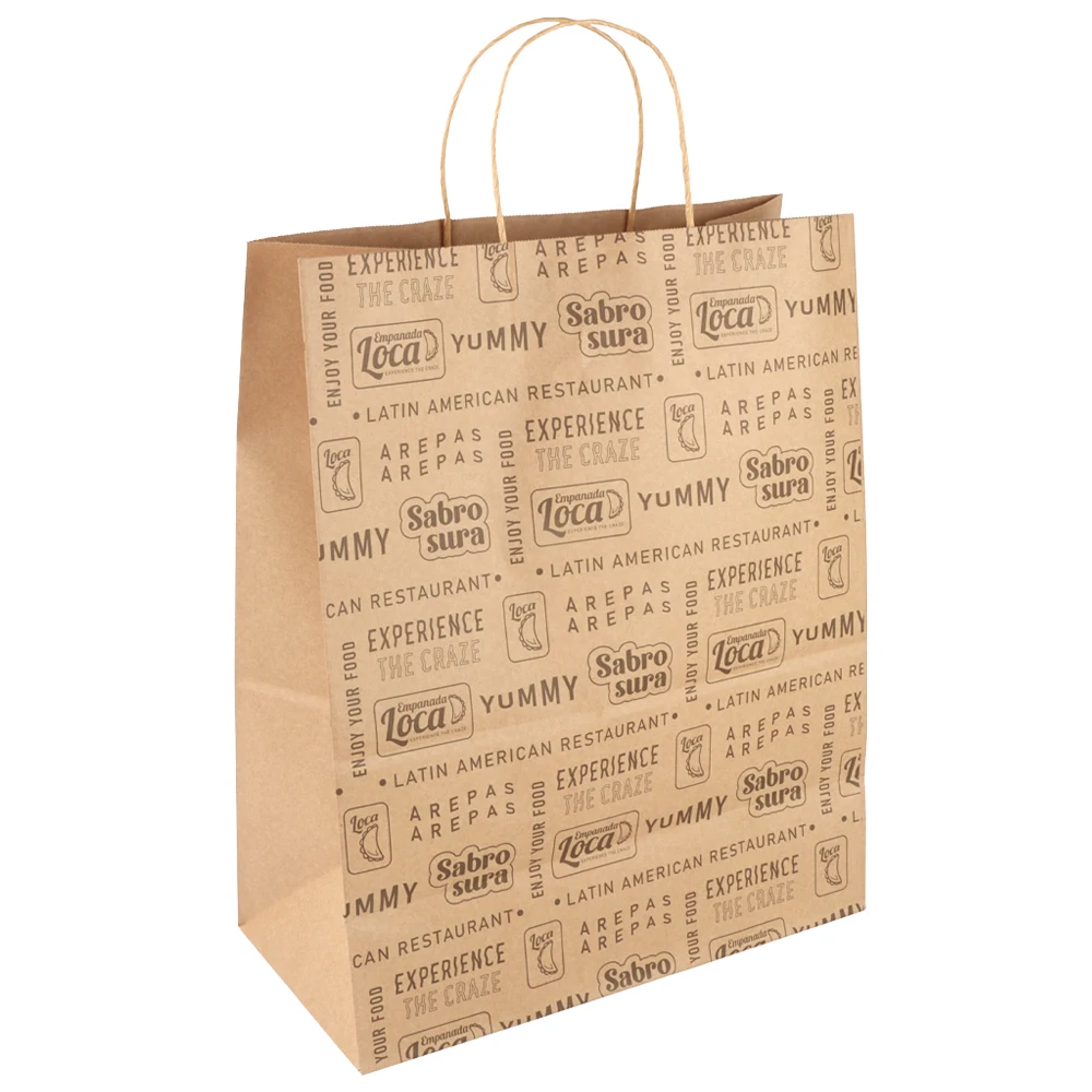 wholesale customized high Quality biodegradable recyclable shopping packaging kraft paper bag with handle