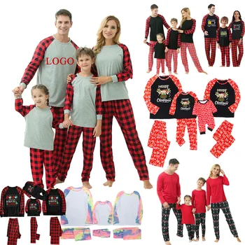 Cotton Blank Matching Xmas PJS Set for family Onesie Rompers Pyjamas Blank family Christmas Pajamas