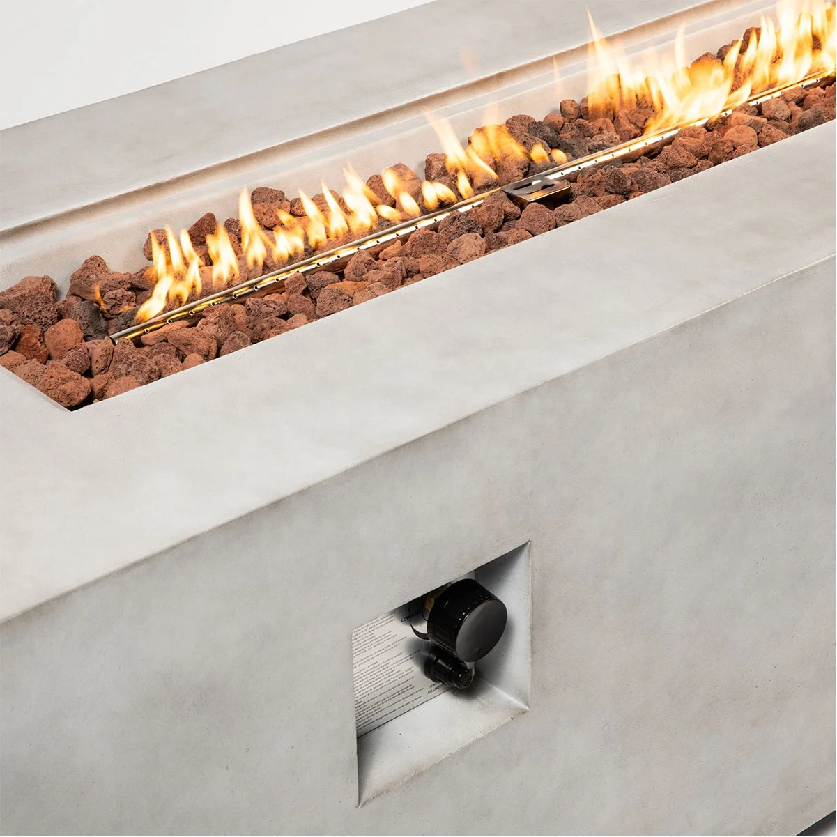 Rectangular Concrete Fire Pit Table Outdoor Propane Large Gas Fire Table