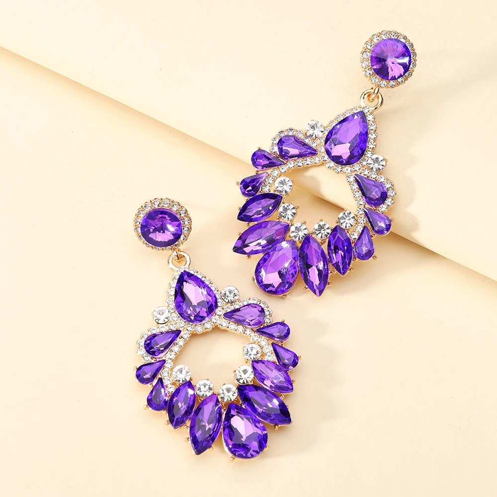 2025 Luxury 12 Colors Design Chandelier Large Dangle Drop Earrings for Women Flower Crystal Women Statement Drop Earrings Women