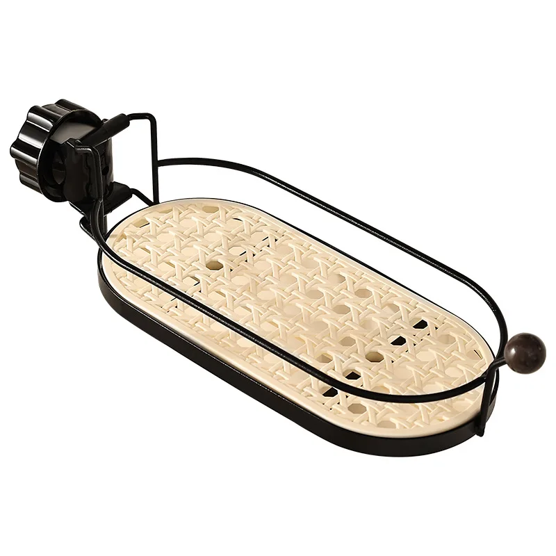 Kitchen Faucet Drain Rack-Household Sink Storage with Sponge and Wipe Holder
