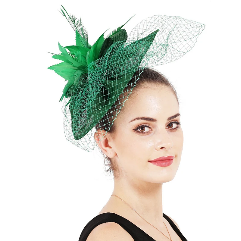 Verde Tocado Con Velo Real Tocados Para Sombreros De Fiesta De Boda - Buy  Sombreros De Fiesta De Boda Product on Alibaba.com
