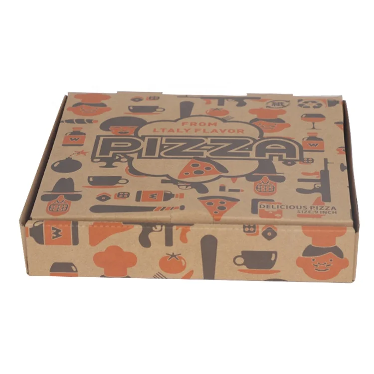 Wholesale recyclable custom logo printed rectangular corrugated paper pizza box