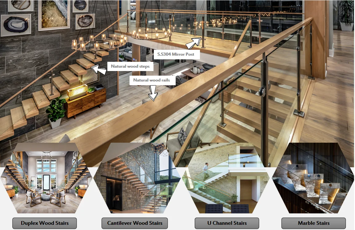 Modern Indoor Straight Glass Staircase with Oak Timber and Glass ...