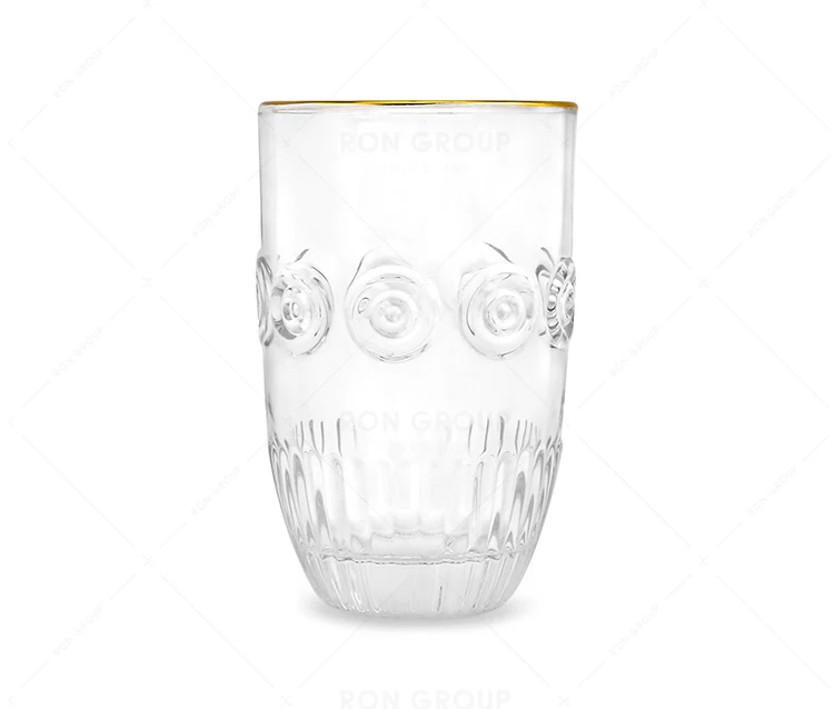 Latest model solar flower carving design Arab style glass tea fruit juice cup