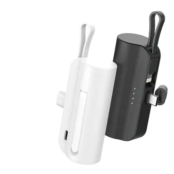 J5 Mini Portable 10000mAh PowerBank Fast Charging Slim Built-in USB Cable Lanyard Phone Holder High Capacity Polymer Power Bank