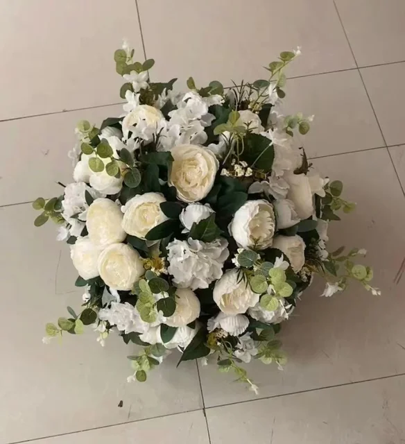 Wedding Flower Ball Arrangement Bouquet White Fake Flowers Roses Balls for Centerpieces Tables