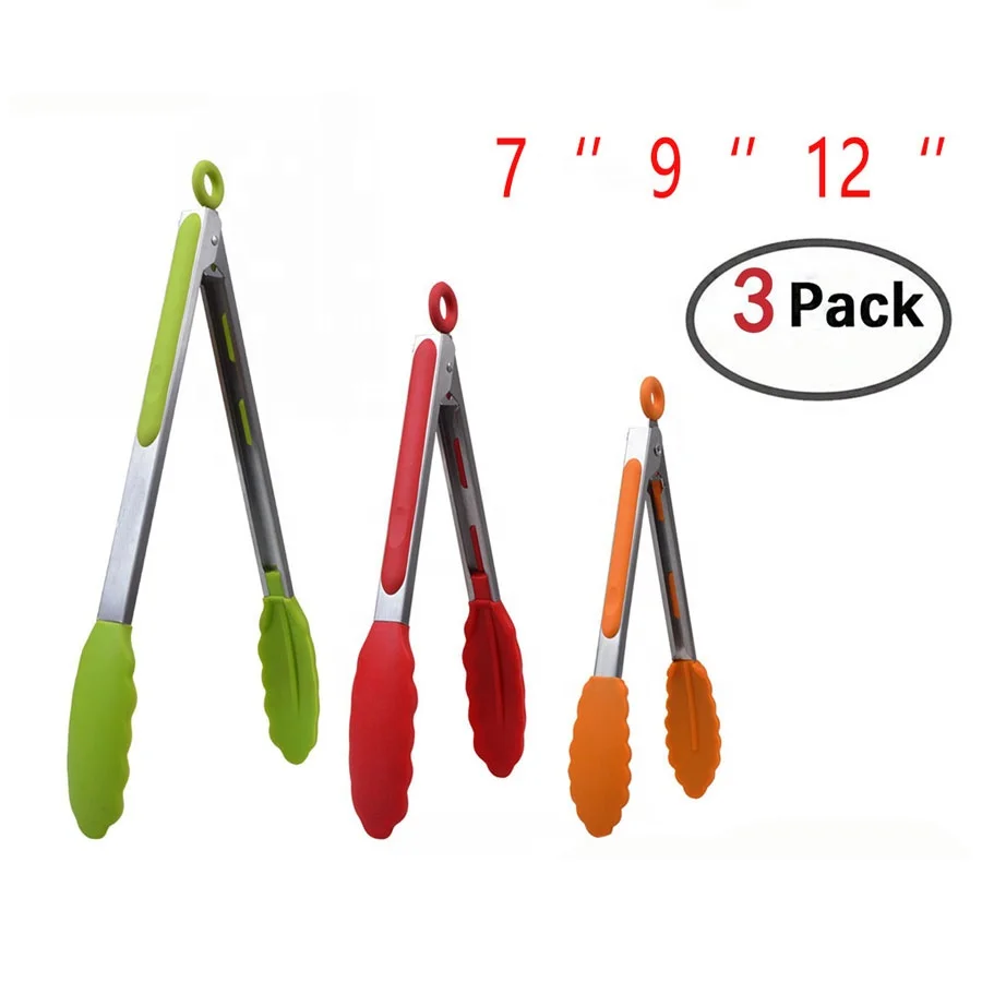 Wholesale Customized Logo Non-Stick BBQ Grilling Locking Tong Food Cooking Kitchen Silicone Tongs with Base manufacture