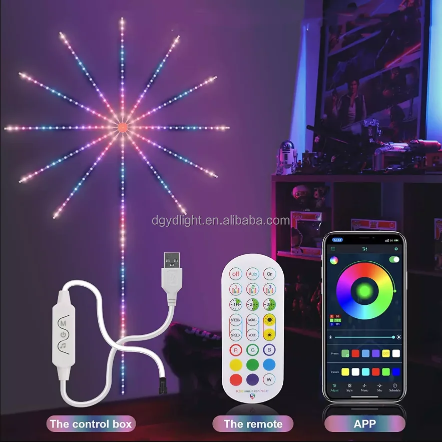 Fireworks Lights LED Strip Music Sound Sykey Chaindecoration Batterykeyring Home Decoration 90 80 WS2812B ABS 5V IP20 Customized