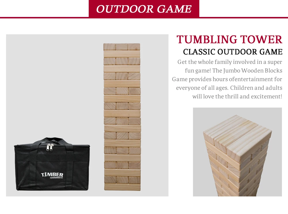 Giant Tumbling Tower Outdoor Game 54 Pieces Wooden Blocks Buy Wooden