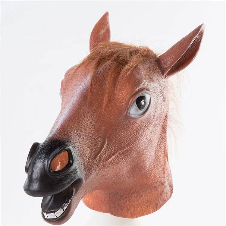 PoeticExist Anime Party Animal Hacker Cyberpunk Horse Head Face Anime Scary Latex Horror Celebrities Halloween Realistic Mask