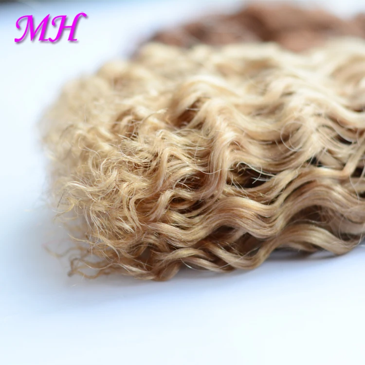 Wholesale Goat Wool Blonde Wave Wig Tresses for Doll Hair Weft Blythe Dyeable Goat Mohair Model Toy Mini Toy