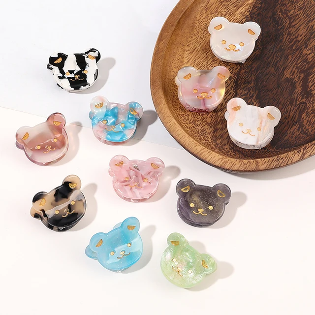 Teddy Bear Acetic Acid Small Haarklammer Solid Color Mini Hairclip Acetate Haarspange Smooth Hair Clip Cute Kid Hair Accessories