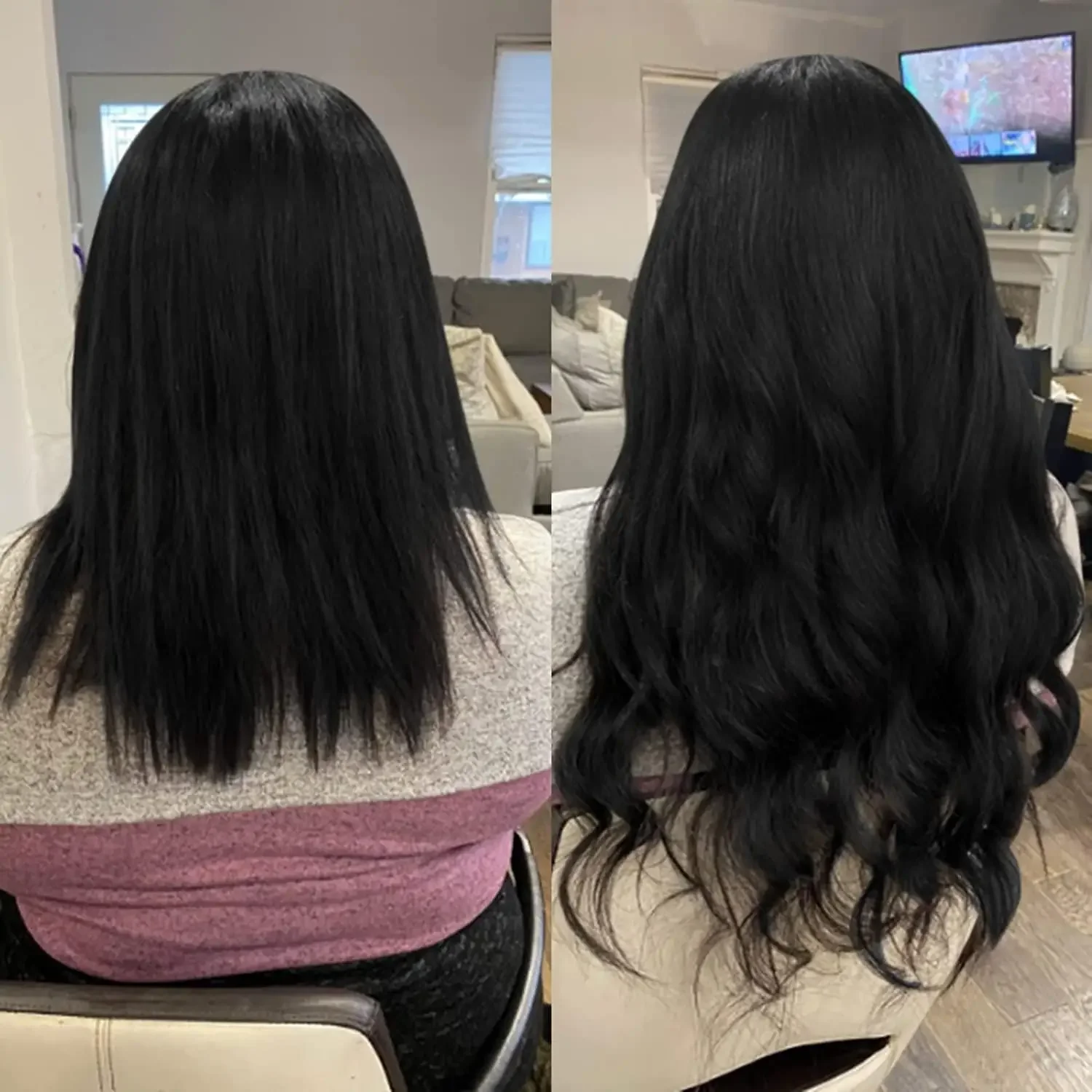 Echthaar-Extensions, 40,6–66 cm, Naturschwarz, Nr. 1, 100 % Remy-Hauttresse, selbstklebend, zum Aufkleben für den Salon, hohe Qualität_voghion.com