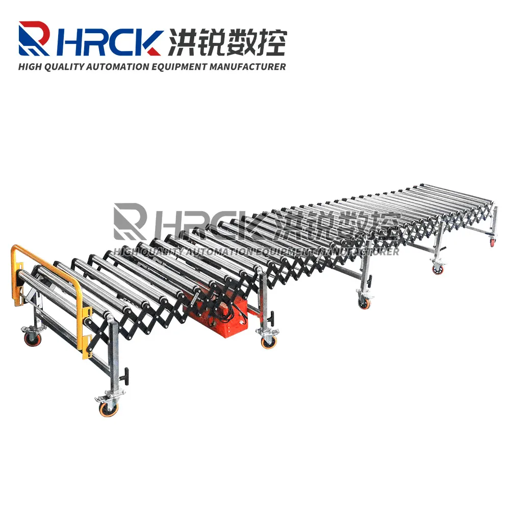 Hongrui Customized Unpower Telescopic System Slide Gravity Roller Mobile Conveyor