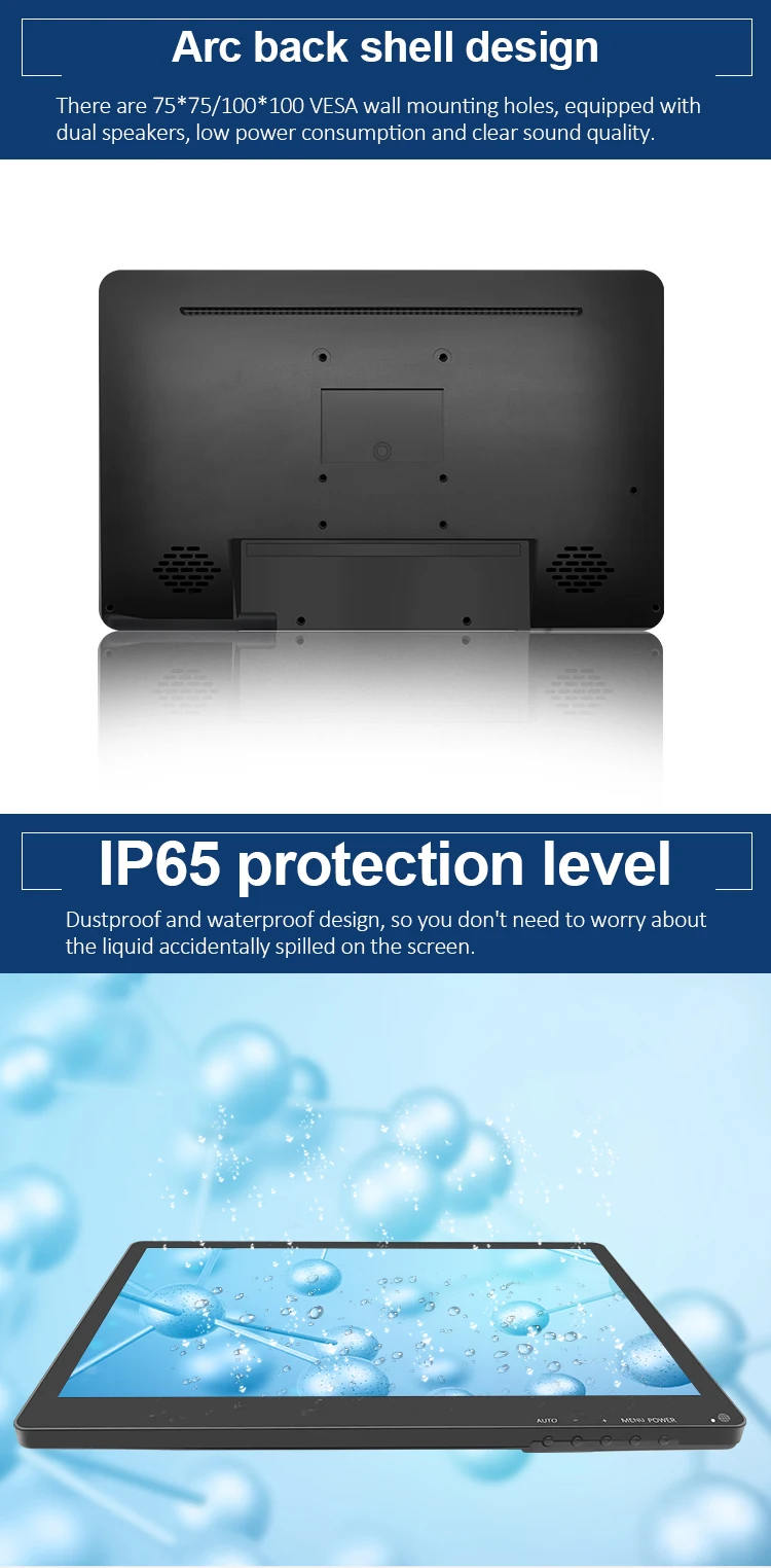 15.6 Inch VGA Cable Plastic case True Flat 10 Point Touch Screen/non-touch Monitor for Industrial Equipment