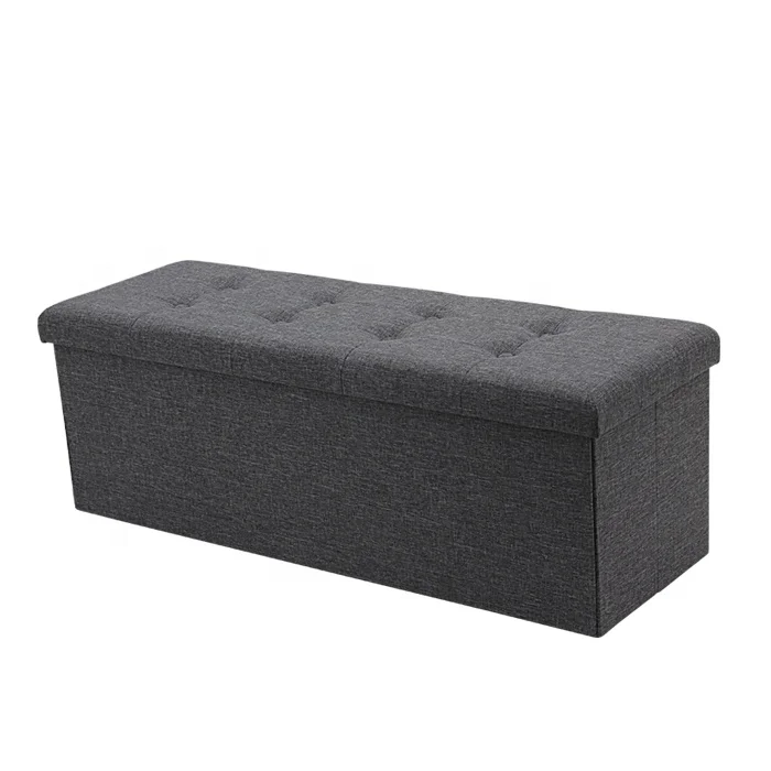 HStex Folding Furniture Step Bed End Step Stool Fabric Room Bench Storage Ottoman