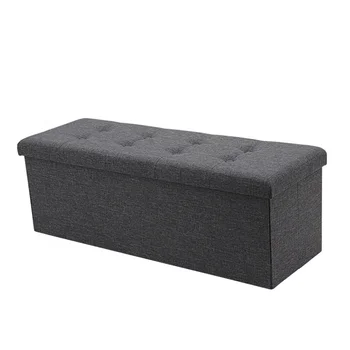 HStex Folding Furniture Step Bed End Step Stool Fabric Room Bench Storage Ottoman