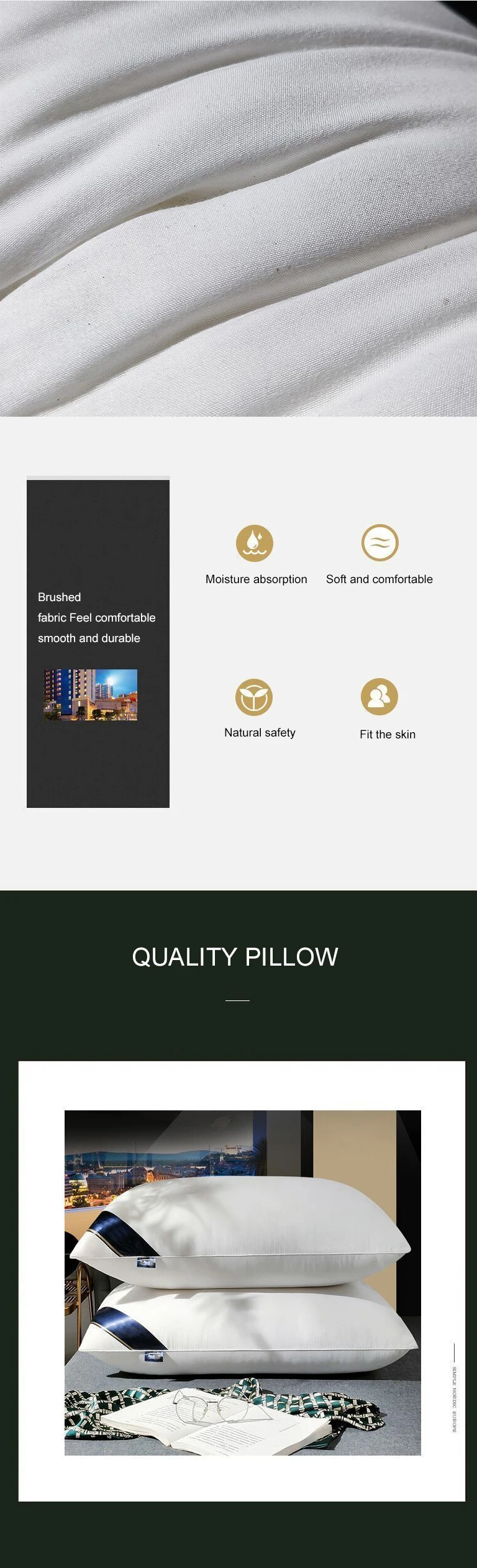 5 star Hotel Soft Breathable Cotton Double Pillows Cushions Beddings Pillow factory