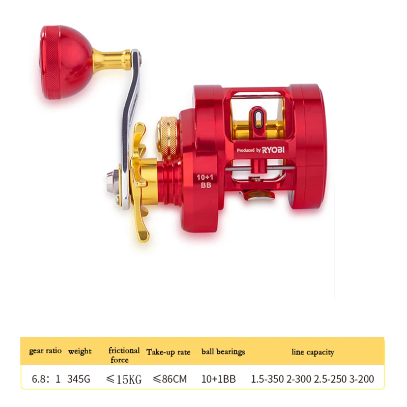 Ryobi Boat Fishing Overhead Jig Reel Metal Deep Sea Jigging Saltwater  Fishing Reels Light Jigging Reel