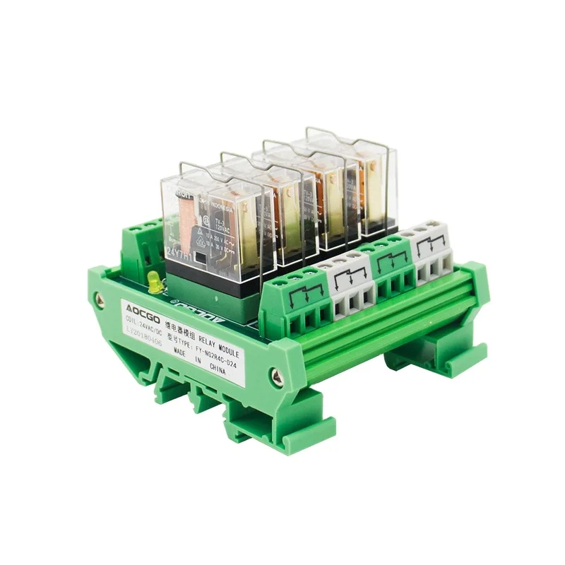 4-Channel DIN Rail Relay Module – 24V AC/DC, SPDT, 10A, Dustproof, FY-T734C-D24