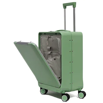 2024 New design PC suitcases Front Opening luggage sets High-quality carry-ons aluminum frame Travel  Luggage