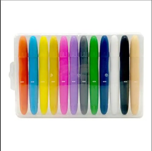 BEIIEB 12 Couleurs Crayons De Doigt Empilables + 2 Crayons Graffiti Calebasse - Idéal Bain, Peinture Et Créativité Enfants