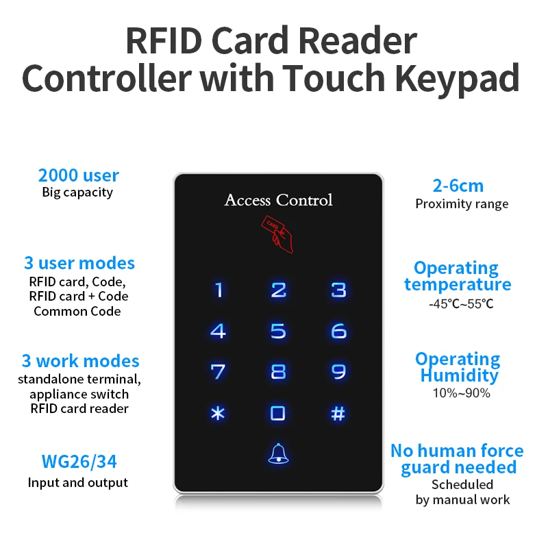 Factory Price RFID Touch Screen Standalone Keypad Access Control Waterproof IP65