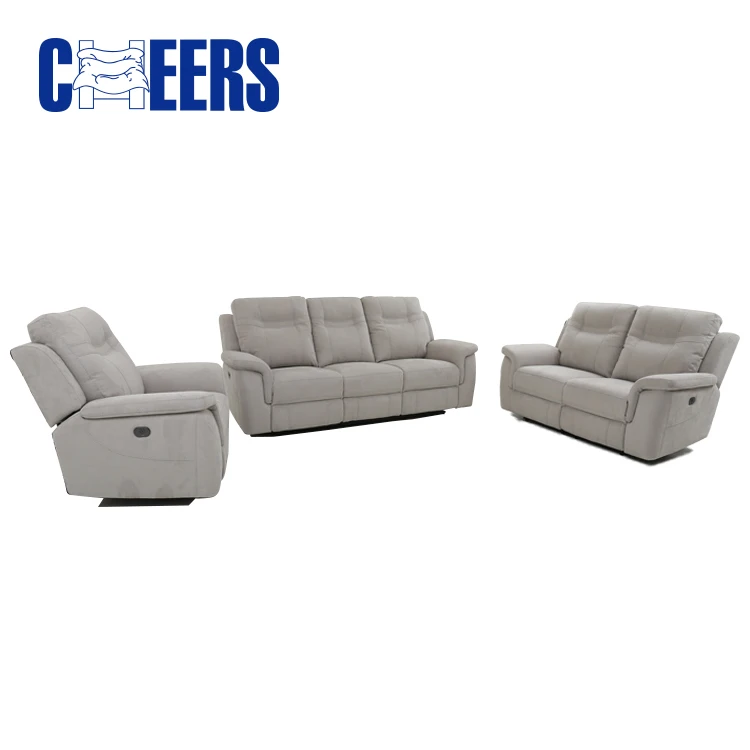 Manwah Cheers Euro Leatheaire Power Reclining Living Room Sofa 3+2+1 Skinfriendly Sofa Set With