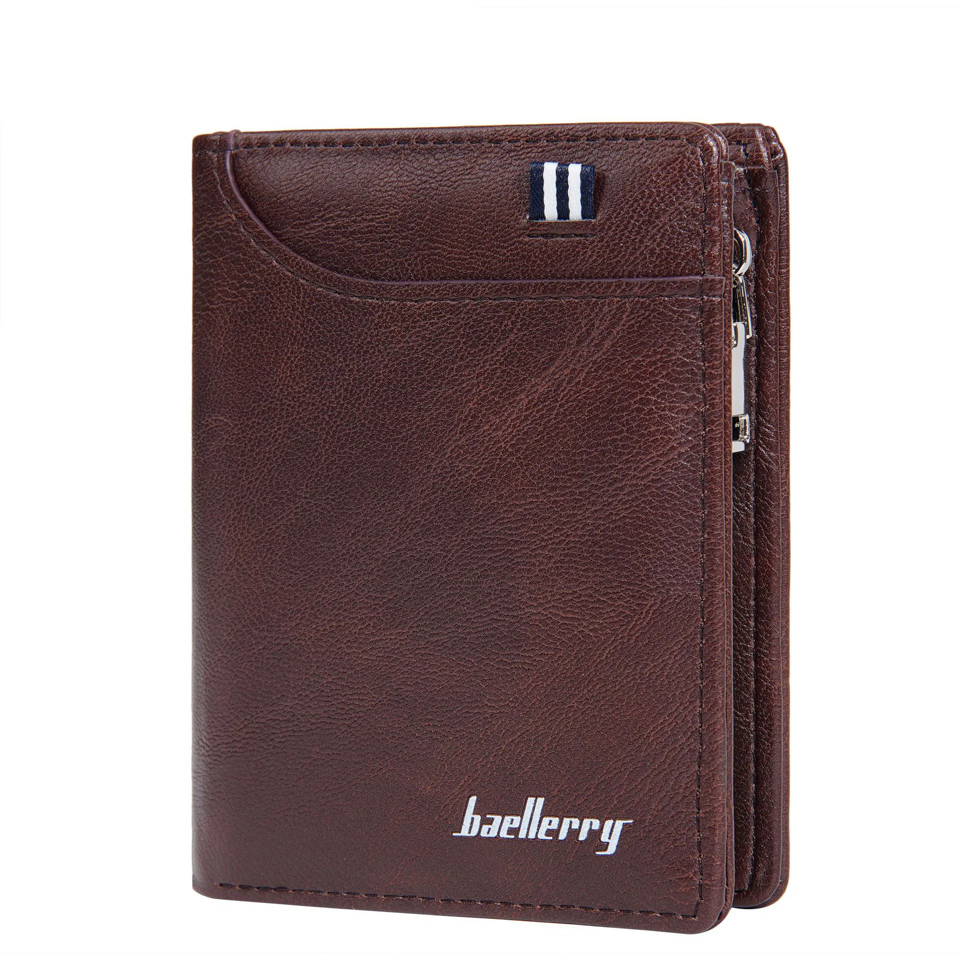 Baellerry Men New Multi-Slot Zipper PU Leather Wallet Solid Pattern  Business Coin Purse Cartera Monedero Para Hombre