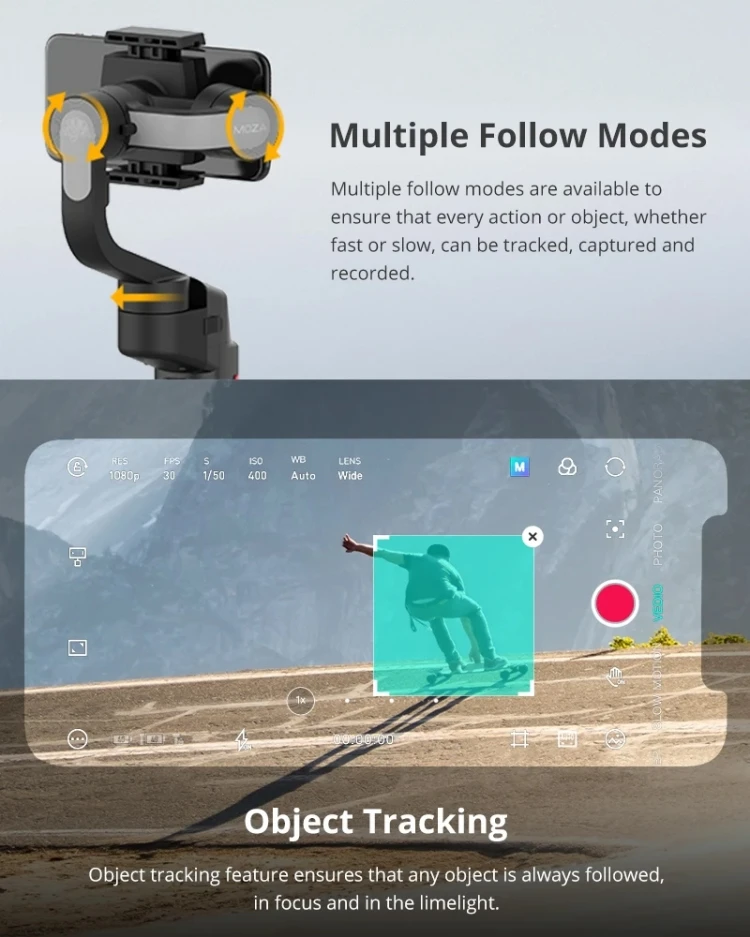 Mini 3 Axis Foldable Gimbal Stabilizer for Action Camera and Smart Phones