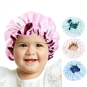 Bonnets For Child With Drawstring Adjustable Satin Reversible Bonnet Cap Hair Care Cap