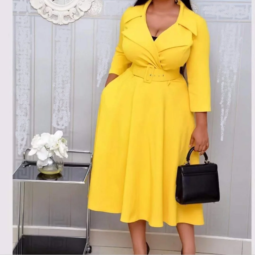 Down Collar High Waist Belted Fashion 
