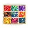 324 jolis petits blocs de construction (boîte en bois aux couleurs de l'arc-en-ciel)