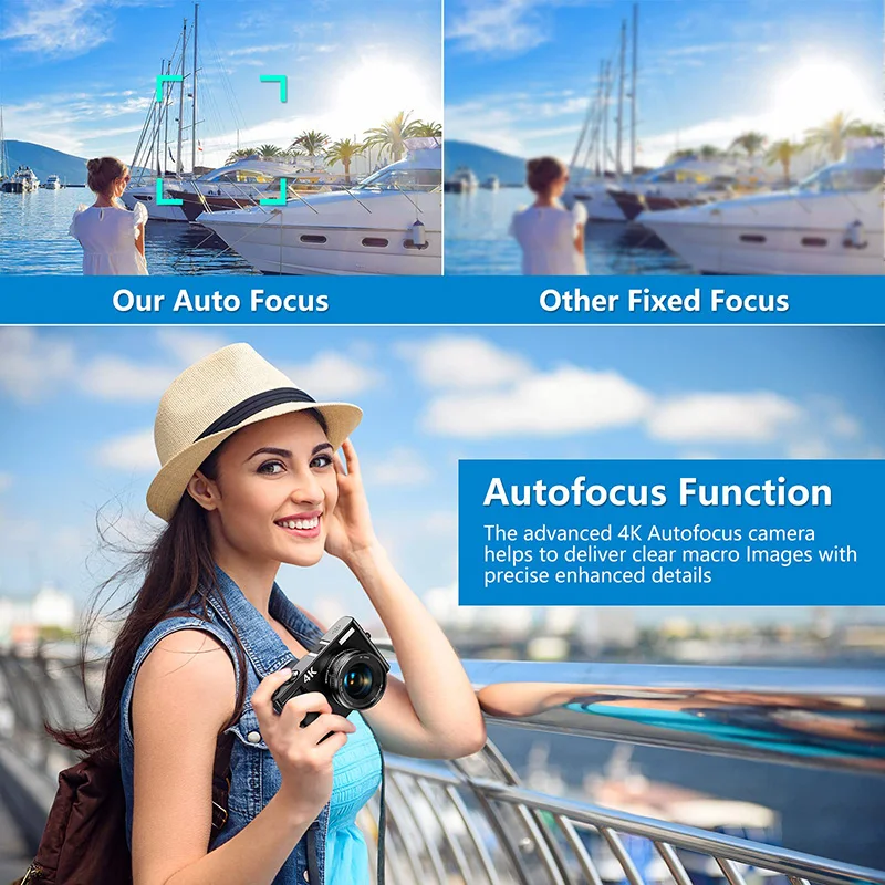 Professional 48MP 4K Digital SLR Camera with 3.0 Inch IPS Rotating Screen Auto Focus Customized Brand CE ROHS FCC Certifications