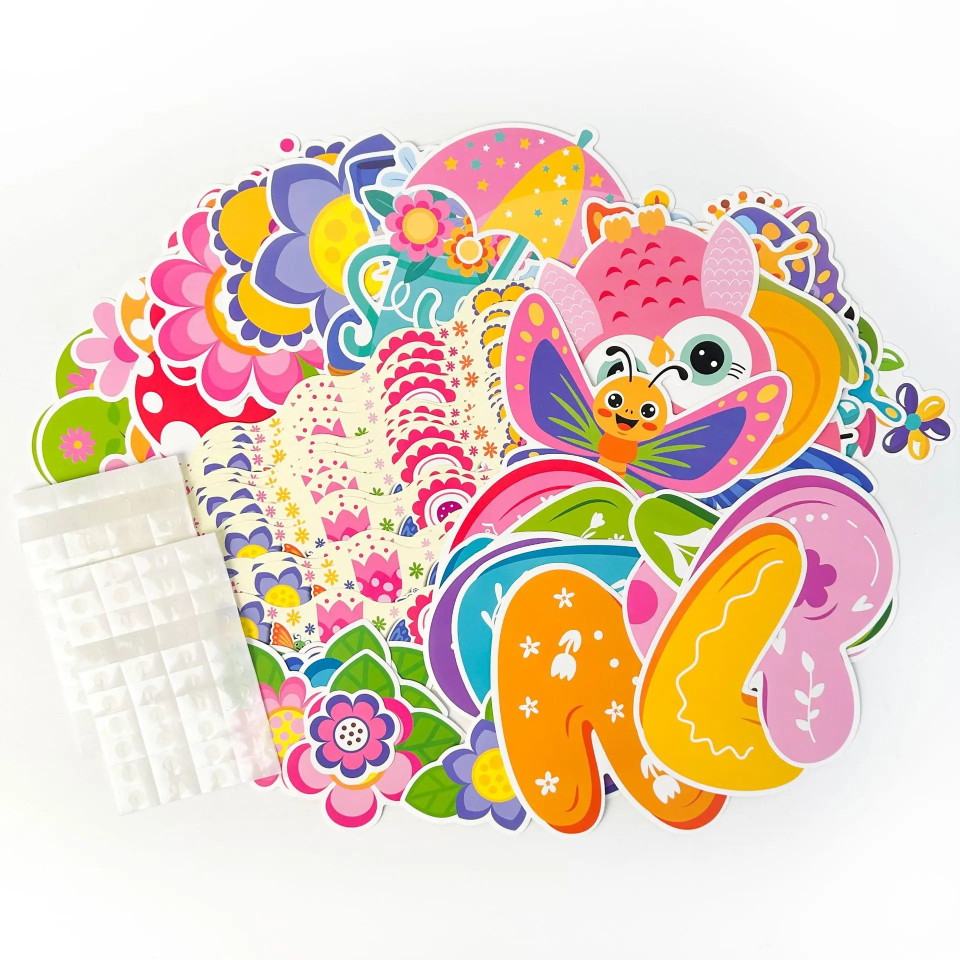 Hello Spring Cutouts Spring Bulletin Board Decoration Set  DIY Paper Cutouts with 100Pcs Glue Points Seasonal Classroom Wall Dec
