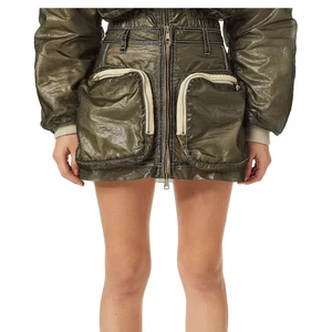 Fashion Streetwear High Waist Ladies Zipper Long Skirt with 3D Pocket Cotton Stylish Women Cargo Skirt