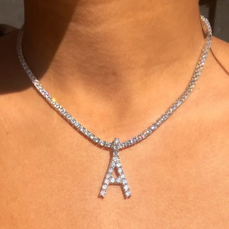 diamond letter tennis necklace