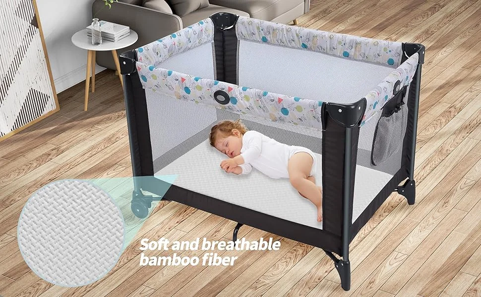 waterproof bamboo fiber crib mattress cover toddler fitted sheet for babys bedding-1