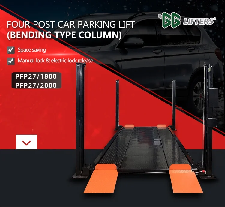 Four-post Vertical Car Storage Lift Steel Garage Parking Lift With