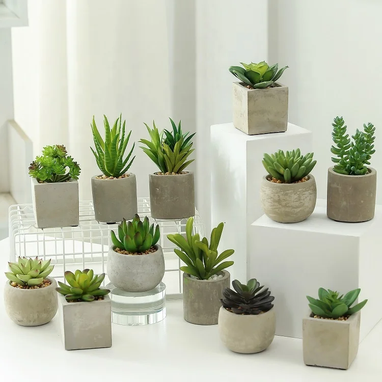 
Набор из 4 мини-горшечных искусственных суккулентов для декора помещений 